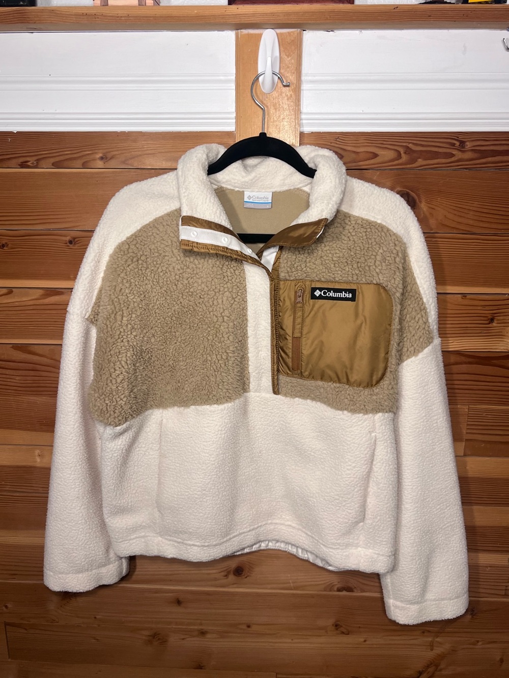 Columbia Womens L Cream & Tan Sheila Fleece Pullover Jacket